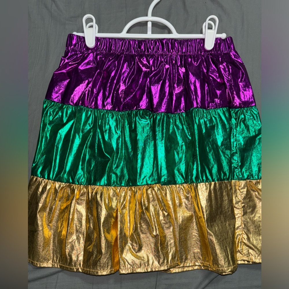 mardi gras colorblock skirt/top
